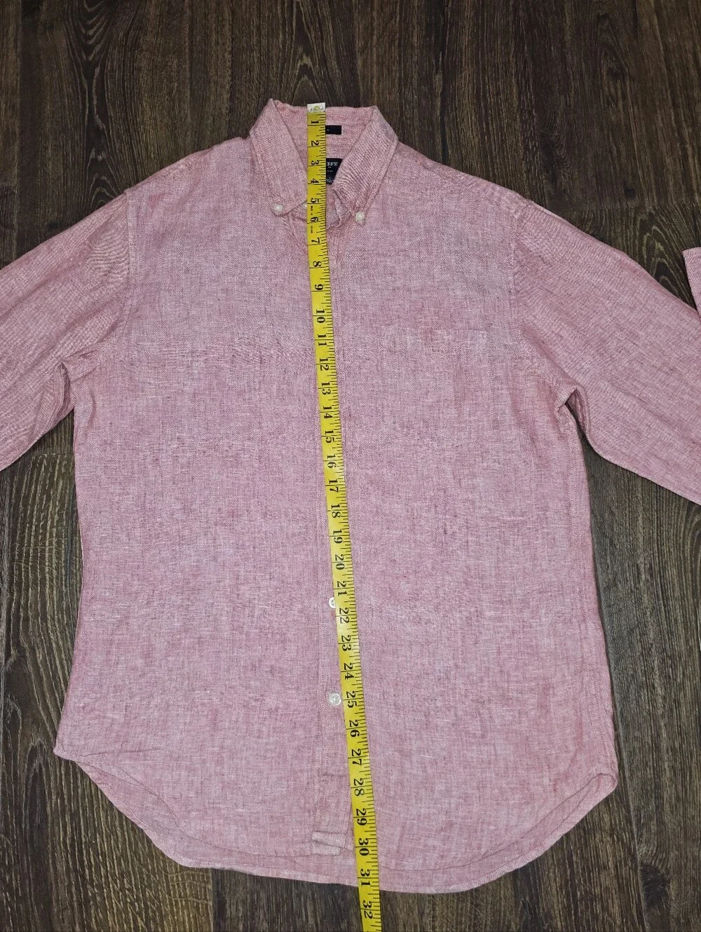 J Crew Mens Red Slim Fit Linen Long Sleeve Button Down Shirt S Preppy